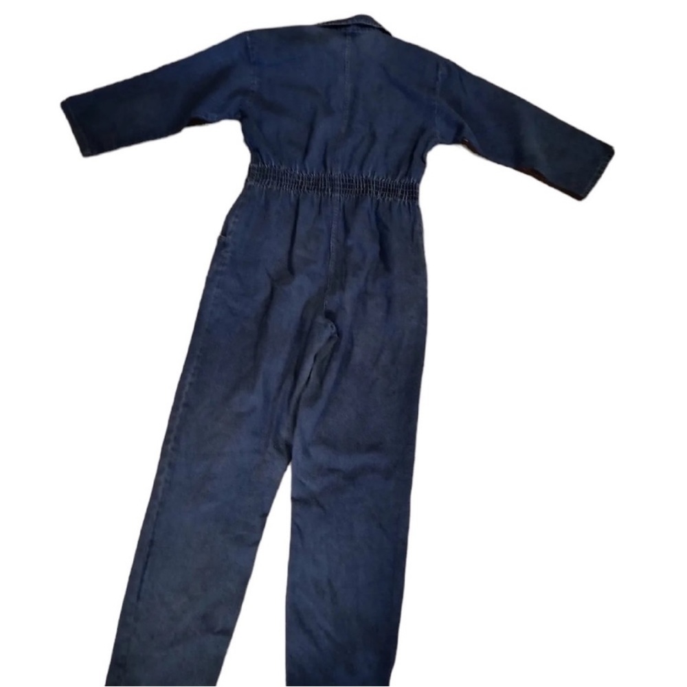 Blue denim 3/4 short sleeve vintage zipper front jumpsuit size small by Dreams - Picture 6 of 9